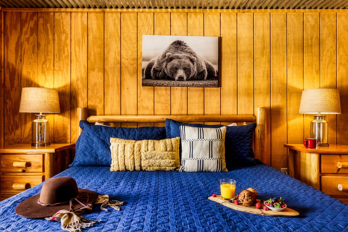 Bedroom 1 — King Bed with Blue Bedding (Alternate View)