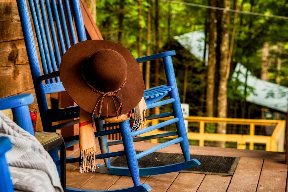 Blue Rocking Chairs on the Front Porch