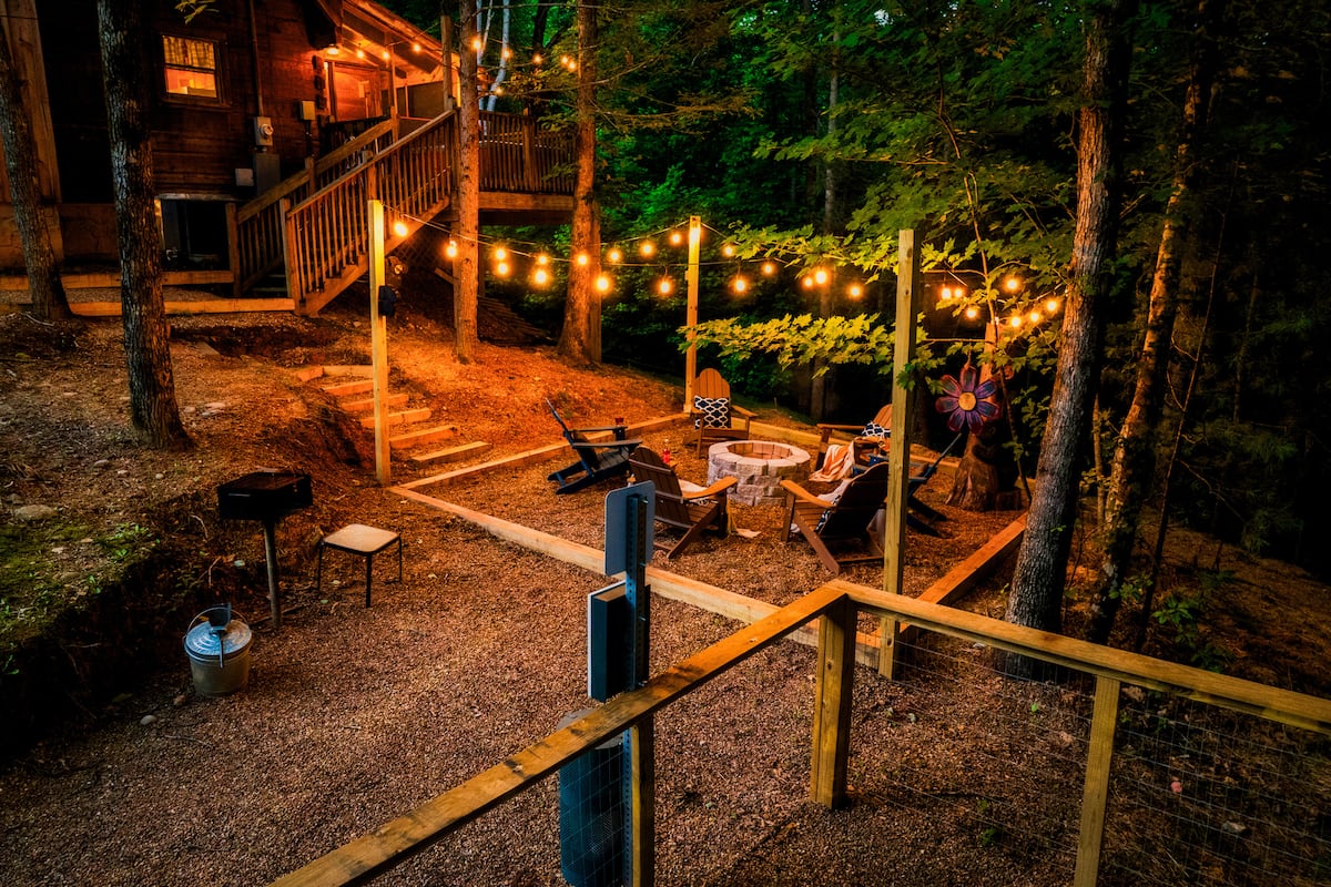 Fire Pit & Dog Run Under the String Lights