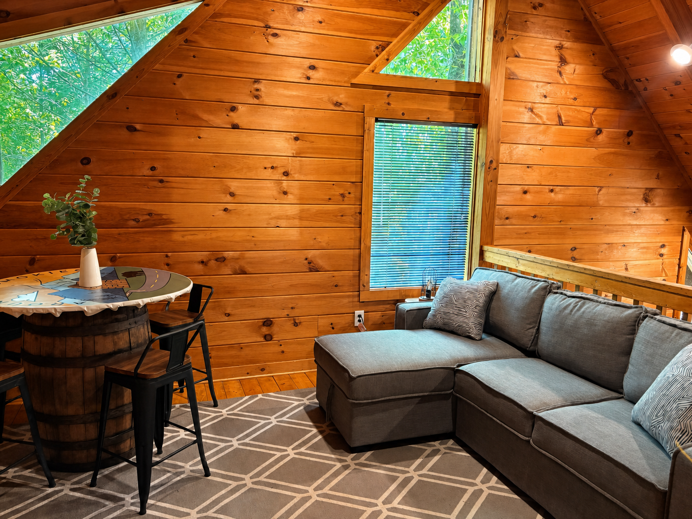 Loft with sleeper sofa overlooking living room